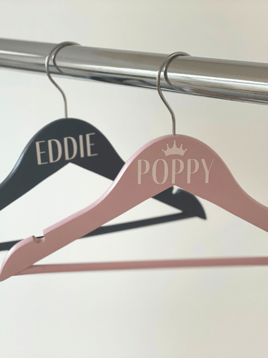 Pink Personalised Wooden Kids Coat Hanger