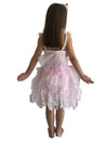 Back of the girl wearing the white and pink fairy costume showing the delicate pink wings.
