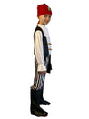 Side of the boy wearing the pirate costume showing the long sleeves.